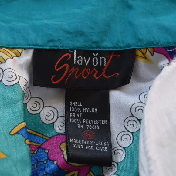 Vintage 80s Lavon Sport Full Zip Windbreaker Jacket Fish Nylon Teal Size Small - Picture 6 of 8